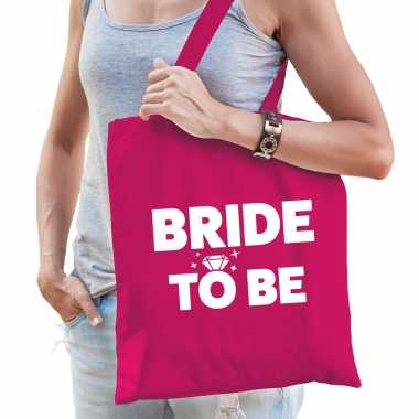 1x bride to be vrijgezellenfeest tasje roze/ goodiebag dames- feestje!