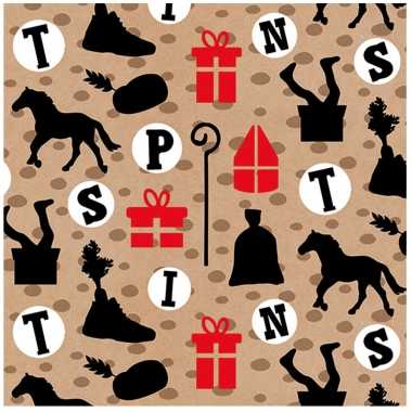 20x tafel diner/lunch servetten 33 x 33 cm sinterklaas feest print- feestje!