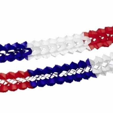 2x stuks papieren feestslinger rood/wit/blauw 4 meter- feestje!