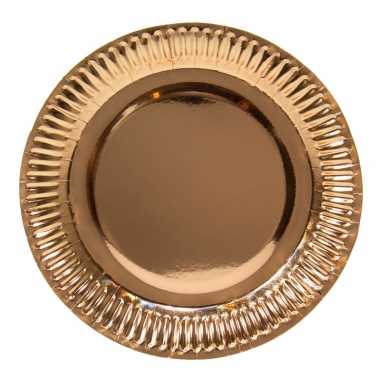 8x rose gouden feest borden van karton 23 cm- feestje!