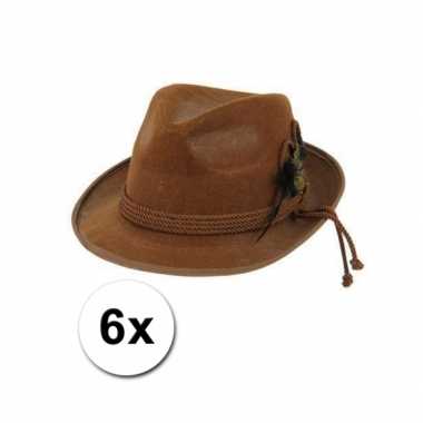 Bierfeest hoedjes bruin 6x- feestje!