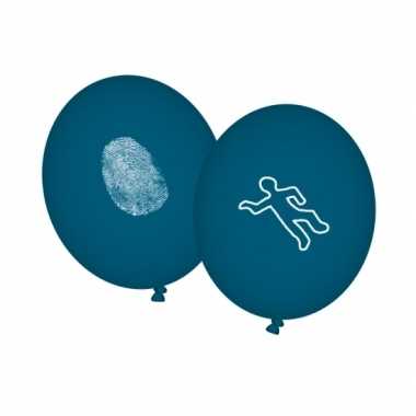 Detectivefeest ballonnen blauw 8 stuks feestje
