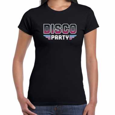 Disco party feest t-shirt zwart voor damesfeestje!