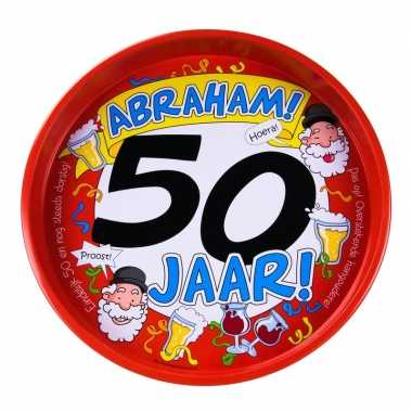 Feest metalen dienblad 50 jaar abraham 30 cm- feestje!