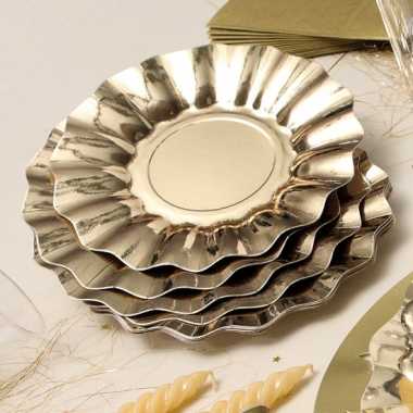 Feestartikelen diepe borden goud 21 cm- feestje!