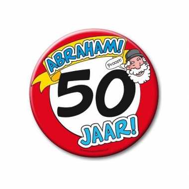 Feestartikelen xxl 50 jaar verjaardags abraham button- feestje!