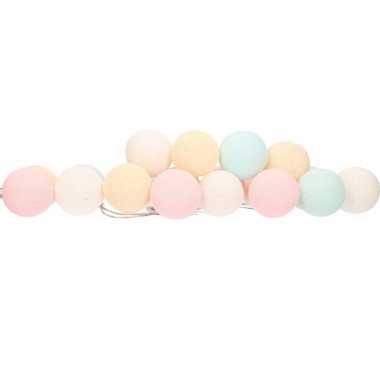 Feestverlichting lichtsnoer met pastel tinten balletjes 378 cm- feest