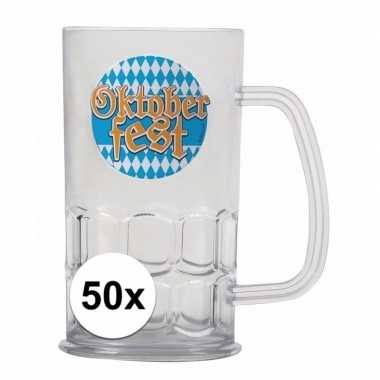 Oktoberfest - 50x bierfeest bierpullen kunststof van 500 mlfeestje!