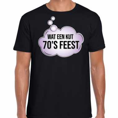 Seventies party / wat een kut 70s feest shirt zwart voor heren- feestje!