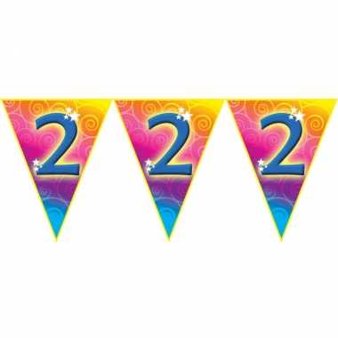 Verjaardag thema 2 jaar geworden feest vlaggenlijn van 5 meter- feestje!