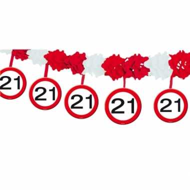 Verkeersborden verjaardag feest slingers 21 jaar van 4 meter- feestje!