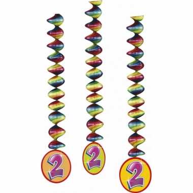 Versiering 2 jaar feest spiralen 3x- feestje!