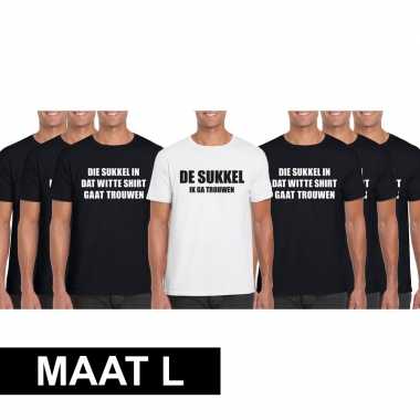 Vrijgezellenfeest heren t-shirt pakket de sukkel - maat lfeestje!
