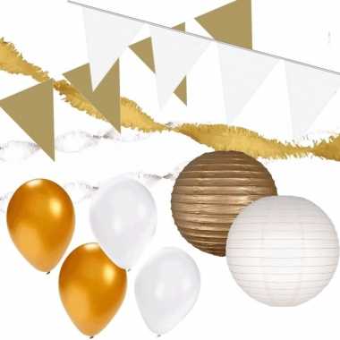 Wit/gouden feest versiering pakket xxl- feestje!