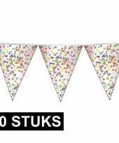10x confetti thema feest vlaggenlijnen van plastic 10 meter feestje