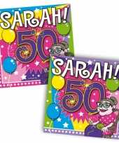 16x 50 jaar sarah leeftijd feest servetten 33 x 33 cm feestje