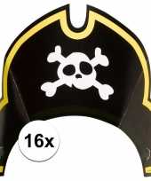 16x piraten themafeest feesthoedjes kapitein feestje