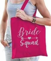 1x vrijgezellenfeest bride squad tasje roze zilver goodiebag dames feestje