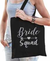 1x vrijgezellenfeest bride squad tasje zwart zilver goodiebag dames feestje
