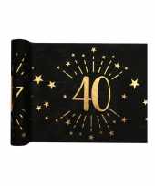 1x zwarte tafellopers 40 jaar verjaardag 500 cm op rol feestversiering feestje