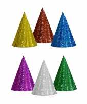 200x gekleurde feesthoedjes glitter feestje