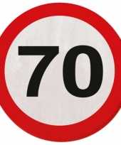 20x 70 jaar leeftijd themafeest servetten verkeersbord 33 cm ron feestje