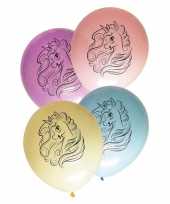 24x stuks eenhoorn thema verjaardag feest ballonnen pastel kleuren feestje