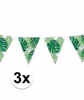 3x groene diy hawaii thema feest vlaggenlijnen 1 5 meter feestje
