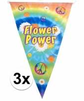 3x vlaggenlijnen flower power hippie feest decoratie 5 meter feestje