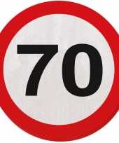 40x 70 jaar leeftijd themafeest servetten verkeersbord 33 cm ron feestje