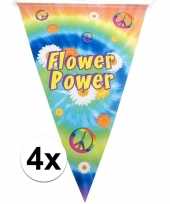 4x vlaggenlijnen flower power hippie feest decoratie 5 meter feestje