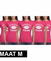 5x vrijgezellenfeest team t-shirt roze dames maat m feestje