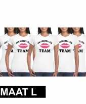 5x vrijgezellenfeest team t-shirt wit dames maat l feestje