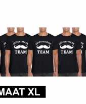 5x vrijgezellenfeest team t-shirt zwart heren maat xl feestje