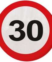 60x 30 jaar leeftijd themafeest servetten verkeersbord 33 cm ron feestje