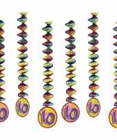 6x feestartikelen 10 jaar spiraal feestje