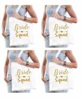 6x vrijgezellenfeest bride squad tasje wit goud goodiebag dames feestje