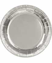 6x zilveren feest borden van karton 23 cm feestje