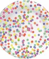 8x confetti thema feest borden van karton 23 cm feestje