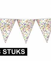 8x confetti thema feest vlaggenlijnen van plastic 10 meter feestje