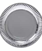 8x zilveren feest borden van karton 23 cm feestje