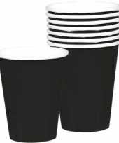 8x zwarte papieren feest bekertjes 256 ml feestje