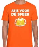 Atje voor de sfeer feest t-shirt oranje voor heren feestje