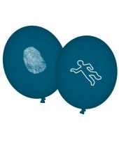 Detectivefeest ballonnen blauw 8 stuks feestje