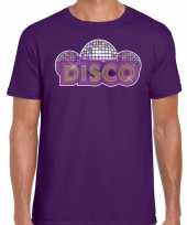 Disco feest t-shirt paars voor heren feestje