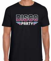 Disco party feest t-shirt zwart voor heren feestje