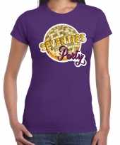 Disco seventies party feest t-shirt paars voor dames feestje