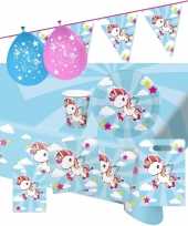 Eenhoorn thema kinderfeestje versiering pakket 2 8 personen feestje