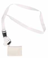 Feest mini portemonnee portefeuille wit met halskoord keycord feestje