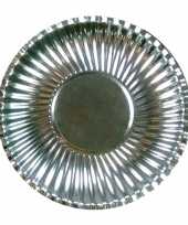Feestartikelen borden metallic zilver 10 stuks feestje
